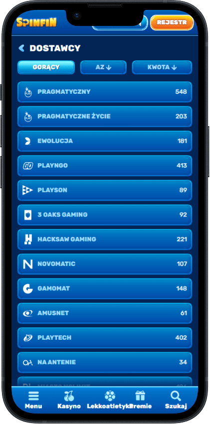 Spinfin Casino Dostawcy